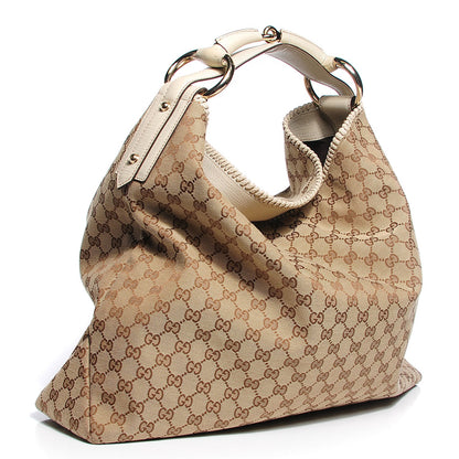 Gucci Monogram Large Horsebit Chain Hobo Off White 3 of 7
