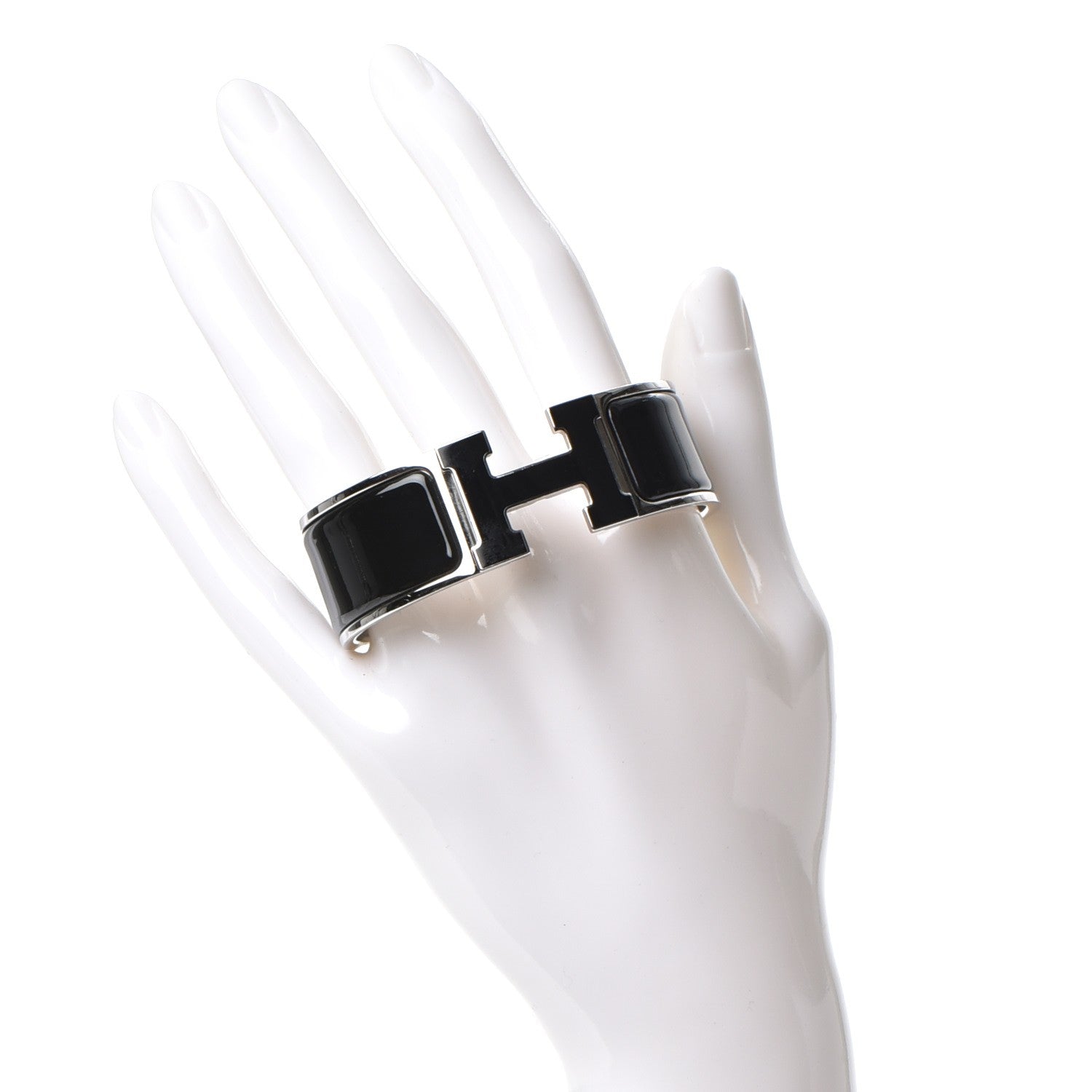 Hermes Enamel Wide Clic Clac H Bracelet PM Black 2 of 5