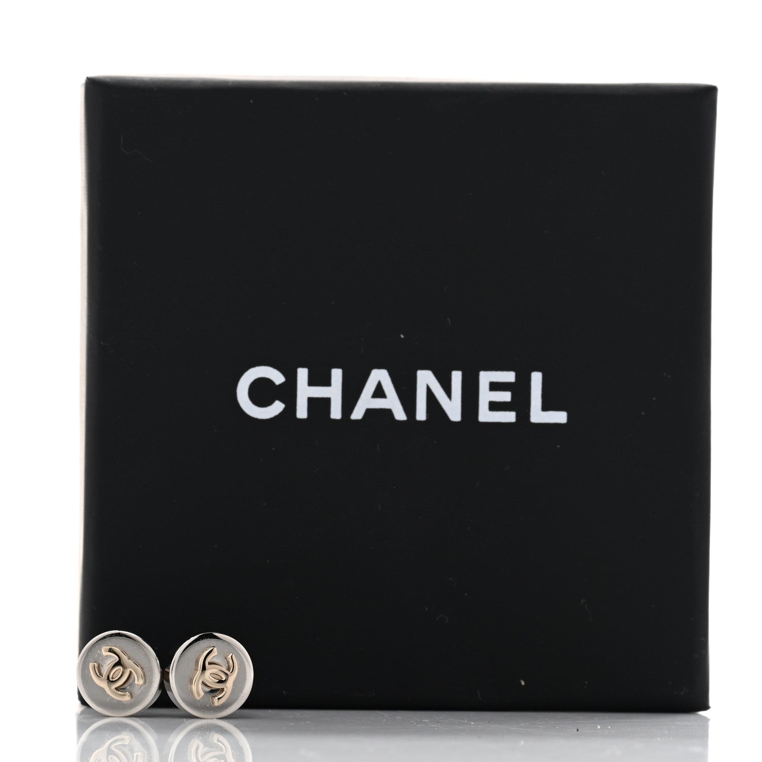 Chanel Metal CC Logo Round Earrings Gold Silver 5 of 5