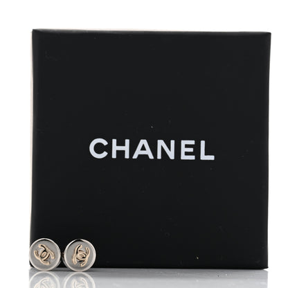 Chanel Metal CC Logo Round Earrings Gold Silver 5 of 5