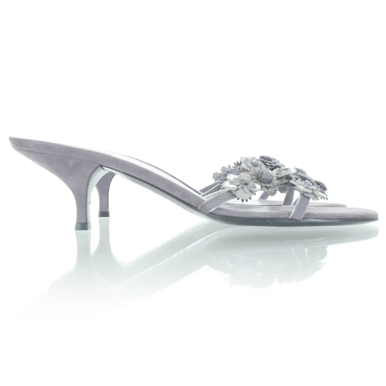 Prada Suede Floral Pumps 39.5 Purple 4 of 12