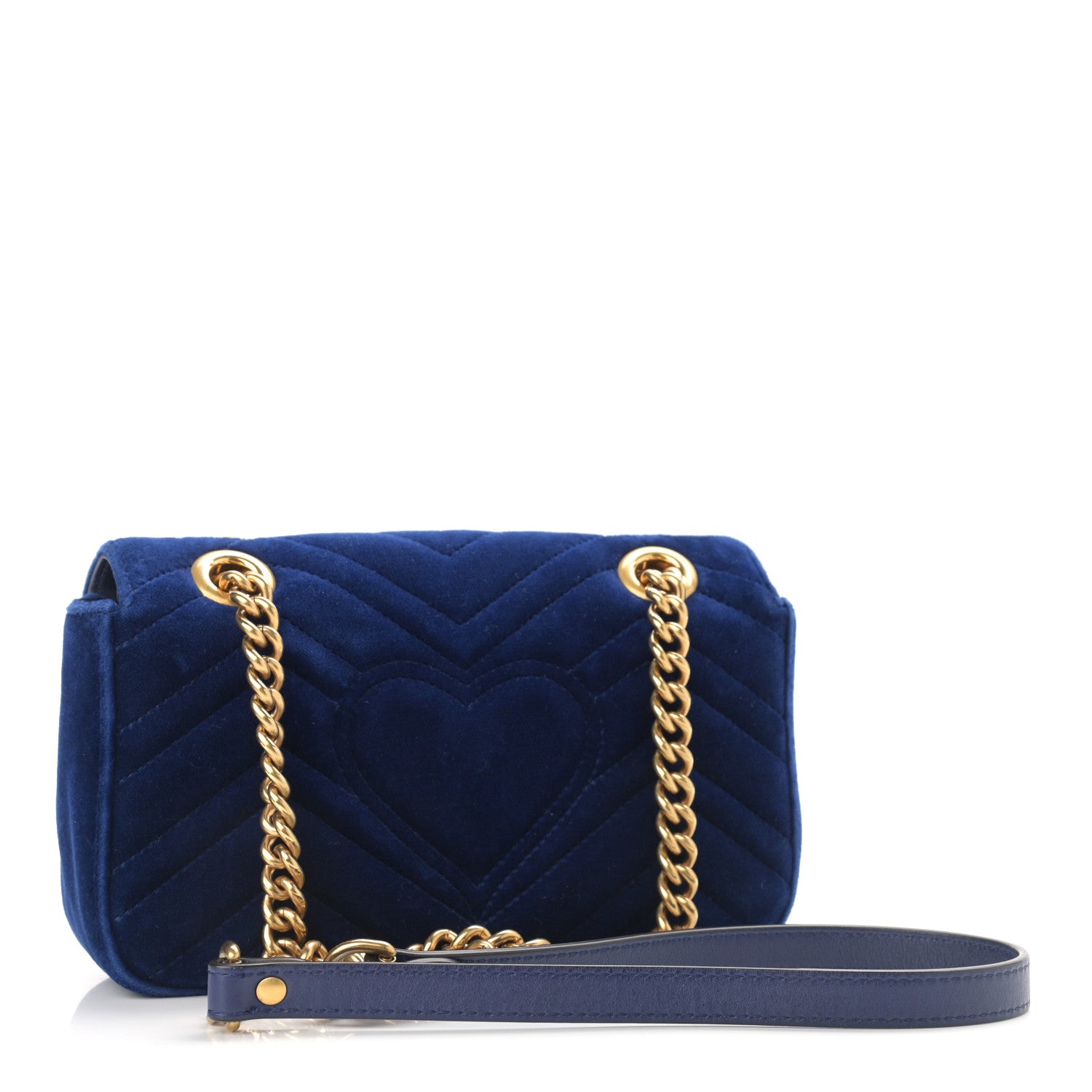 Gucci Velvet Matelasse Mini GG Marmont Shoulder Bag Cobalt Blue 3 of 11
