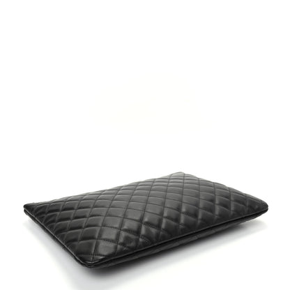Chanel Lambskin Quilted Large Cosmetic Case Black 4 of 7