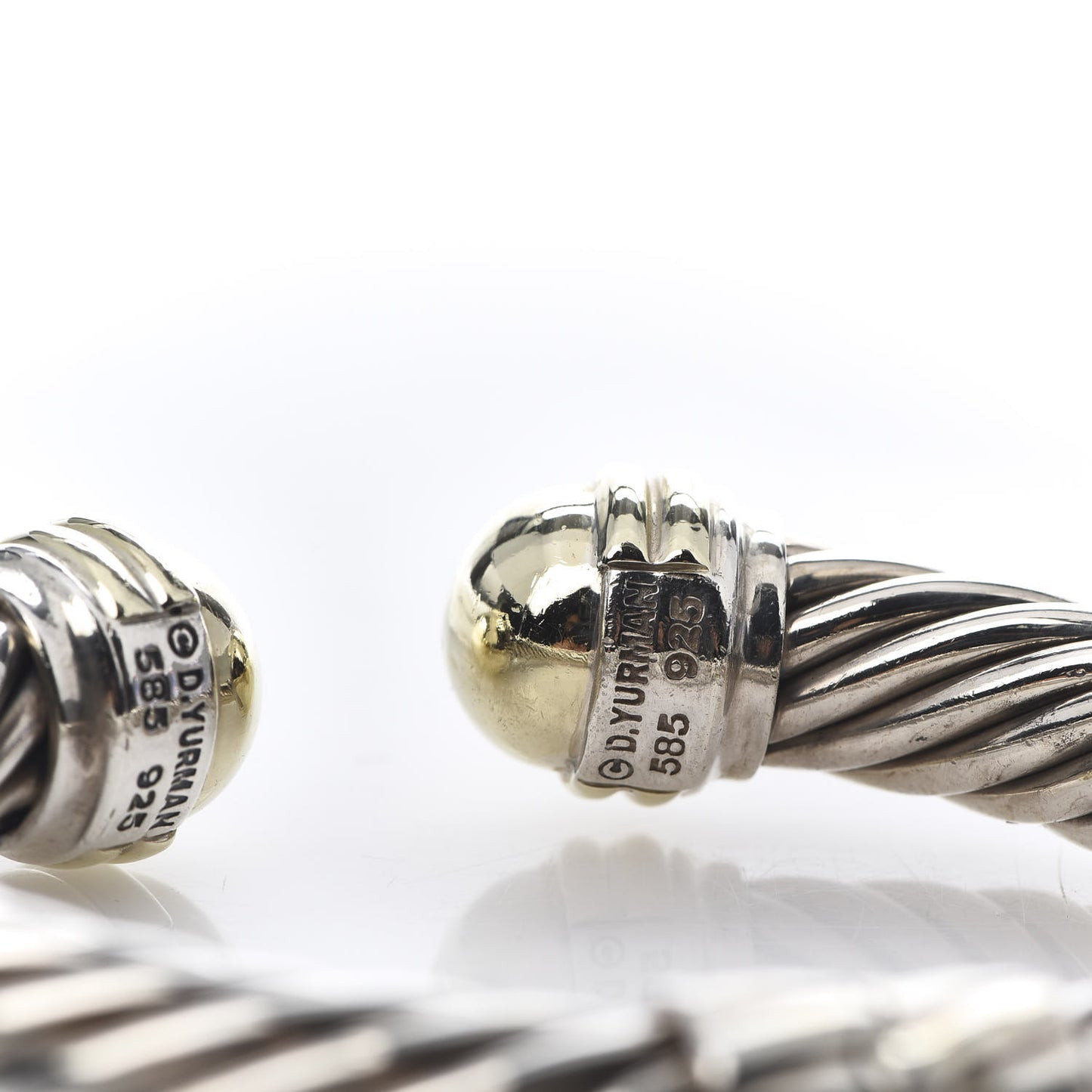Sterling Silver 14K Yellow Gold 10mm Cable Classics Bracelet
