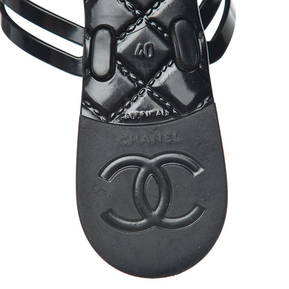 Chanel Jelly Camellia Thong Sandals 40 Black Ivory 8 of 16