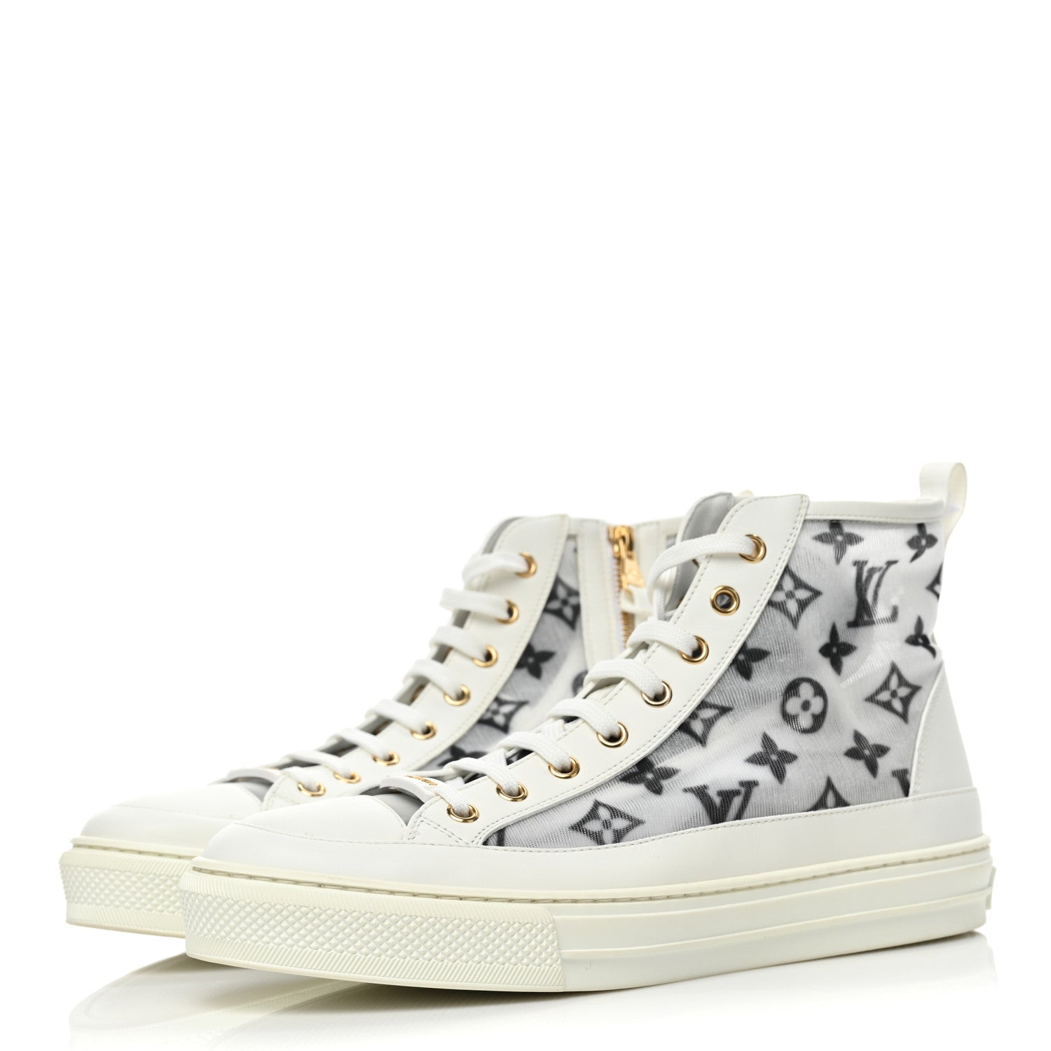 Louis Vuitton Technical Fabric Calfskin Monogram Printed Stellar Sneaker Boots 39 Blue 3 of 10