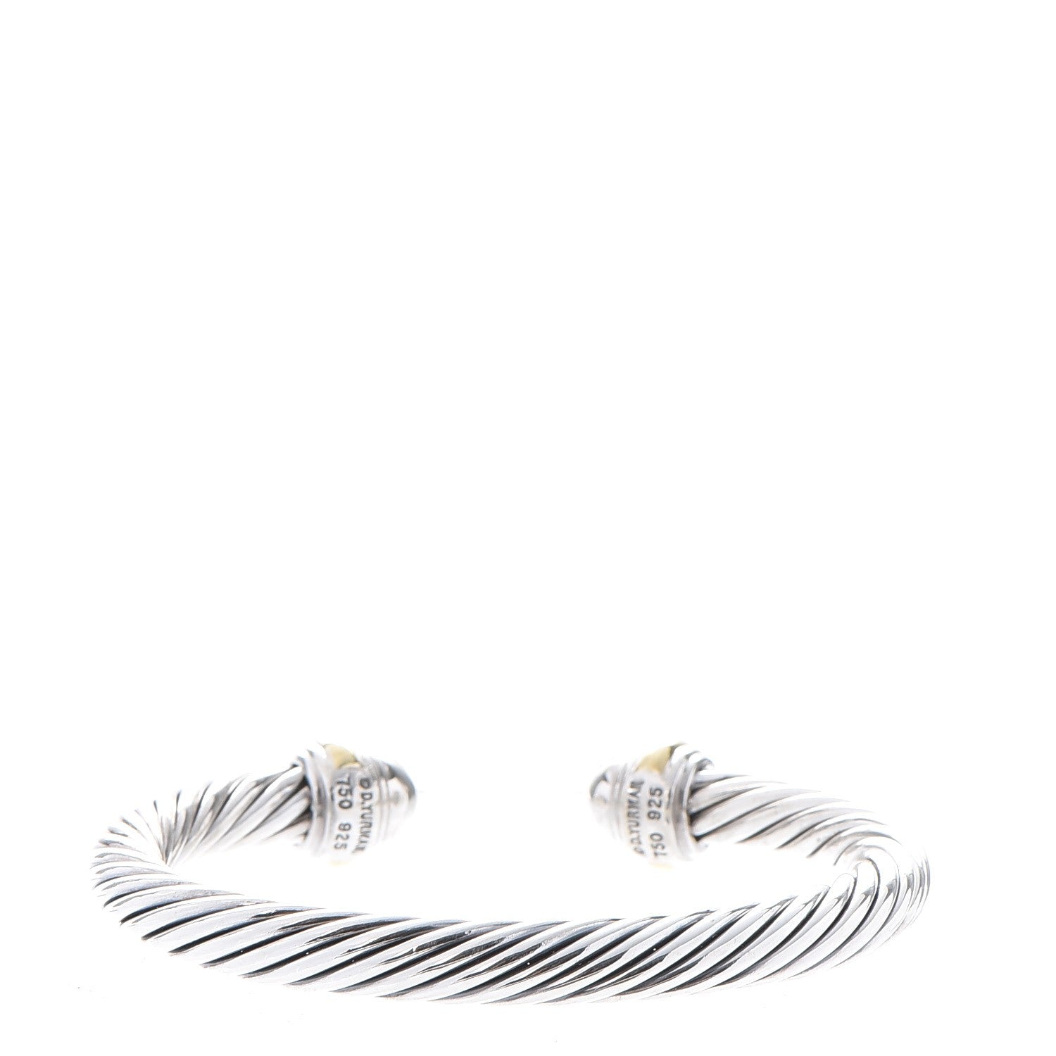 David Yurman Sterling Silver 18K Gold Pave Diamond 7mm Cable Classics Bracelet 3 of 5