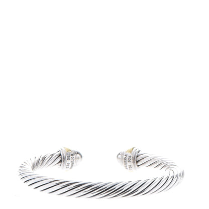 David Yurman Sterling Silver 18K Gold Pave Diamond 7mm Cable Classics Bracelet 3 of 5