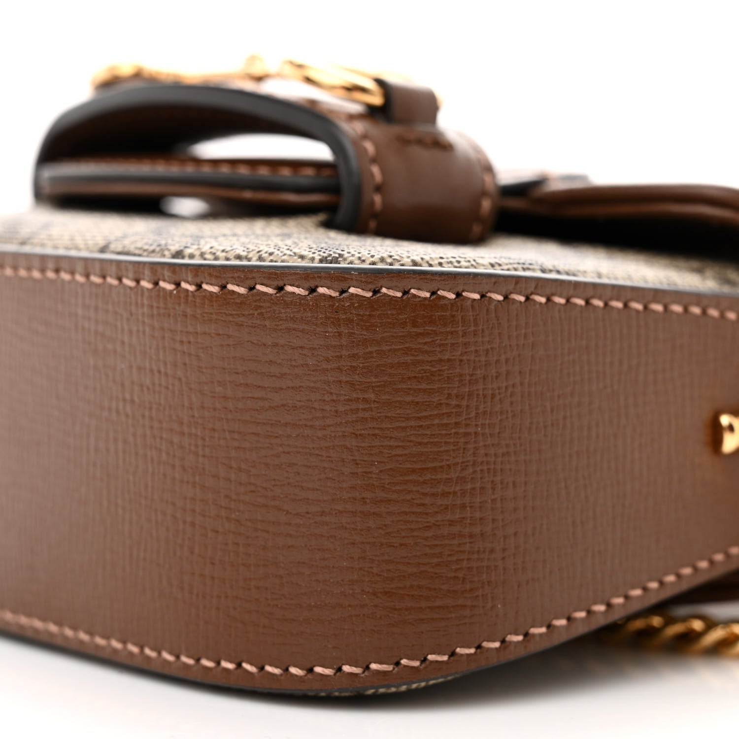 Gucci GG Supreme Monogram Azalea Calfskin Web Horsebit 1955 Wallet On Strap Beige Ebony Brown Sugar 9 of 9