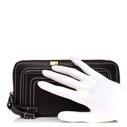 Chloe Calfskin Marcie Long Zip Around Wallet Black Raisin 2 of 15