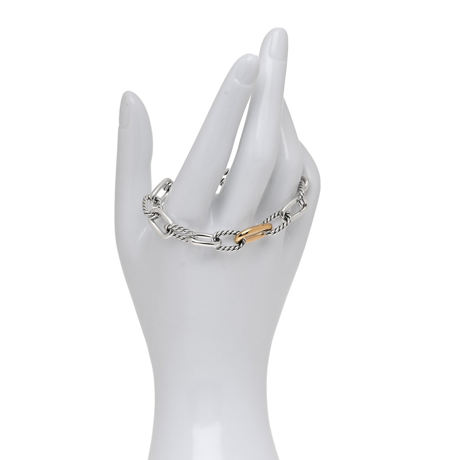 David Yurman Sterling Silver 18K Yellow Gold 8.5mm Madison Chain Bracelet 2 of 5