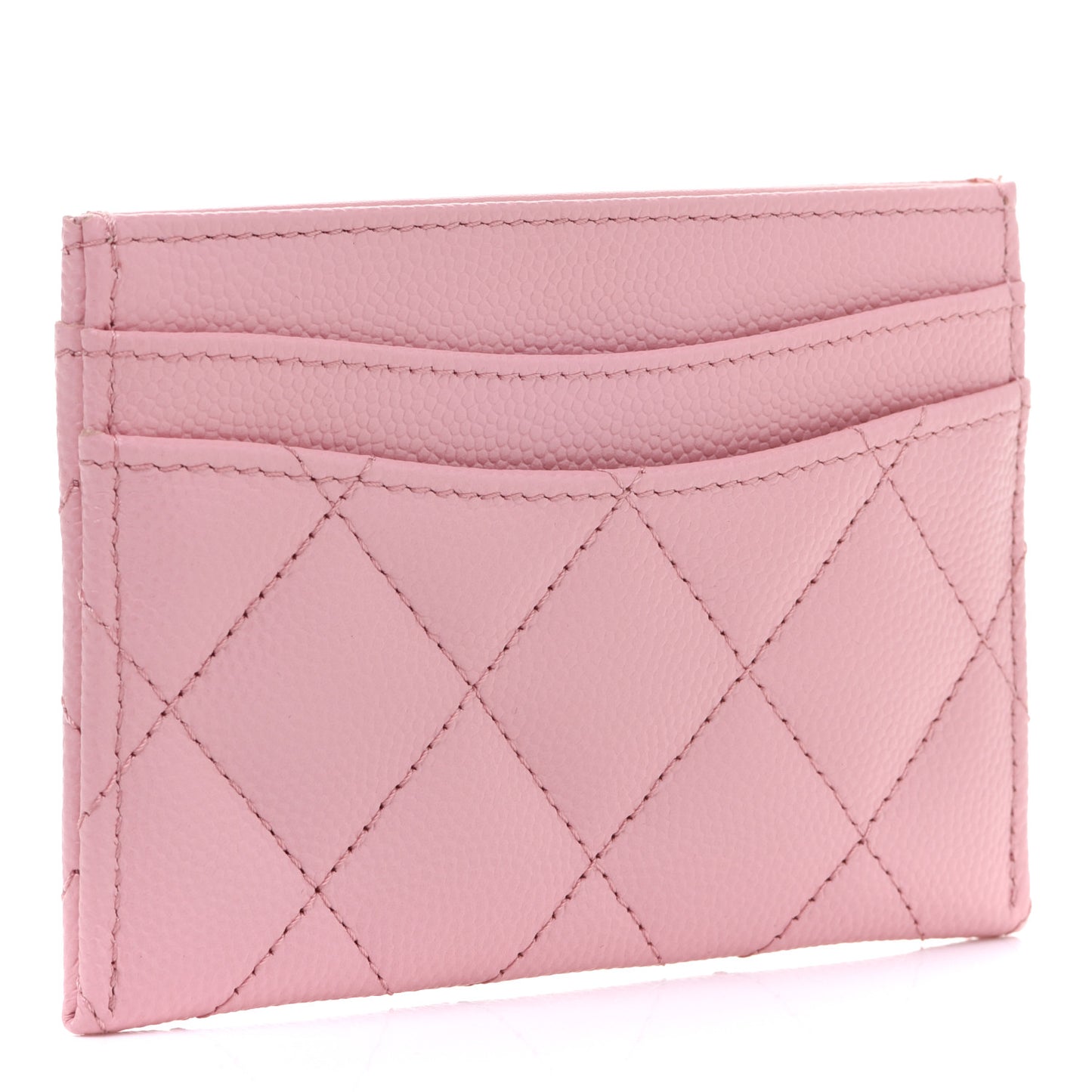 Caviar Quilted Card Holder Light Pink