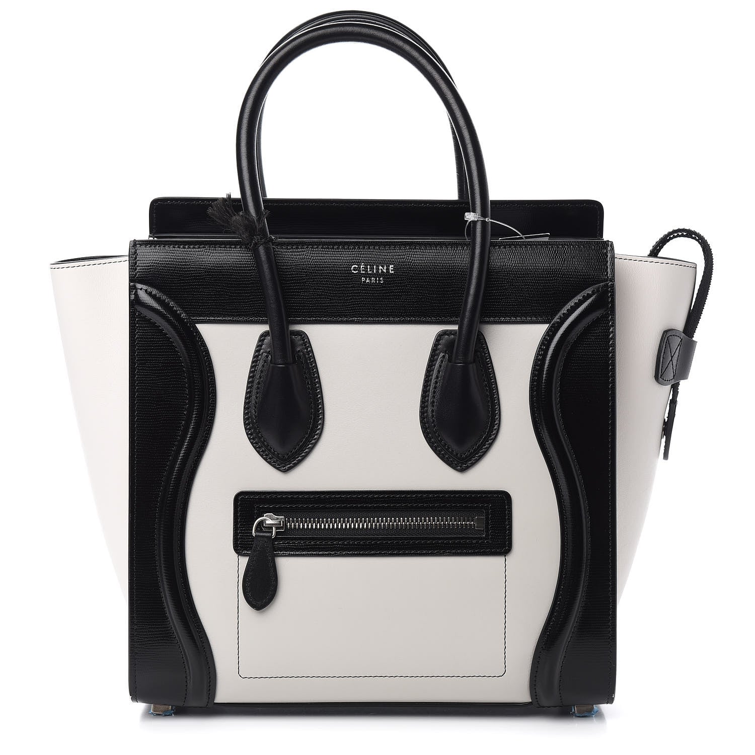 Celine Sleek Calfskin Micro Bi-Color Luggage Black White 1 of 8