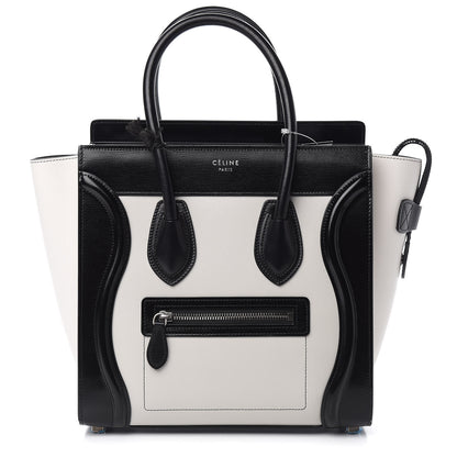 Celine Sleek Calfskin Micro Bi-Color Luggage Black White 1 of 8