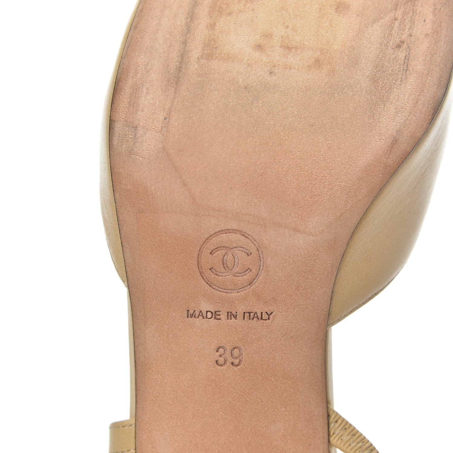 Chanel Lambskin Grosgrain Cap Toe CC Slingback Pumps 39 Beige Black 7 of 13