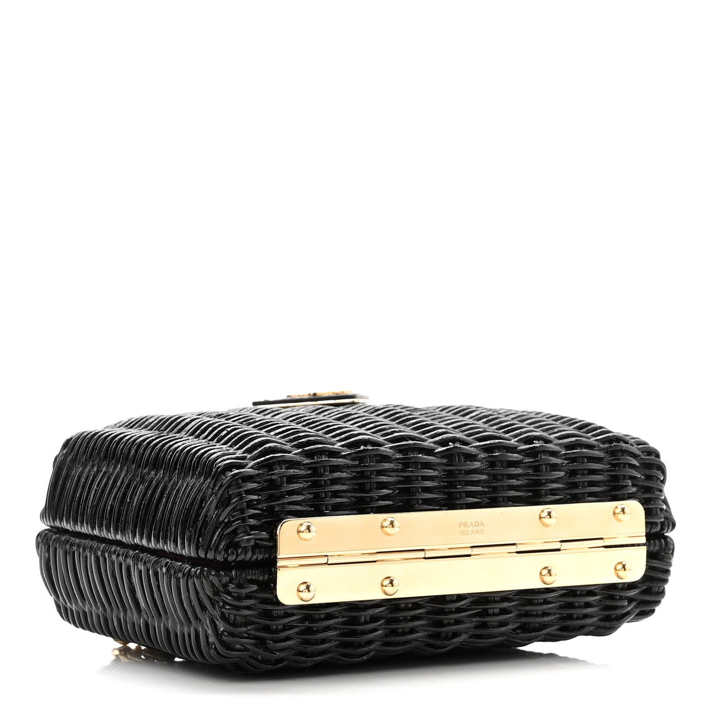 Wicker Triangle Crossbody Clutch Black Petalo