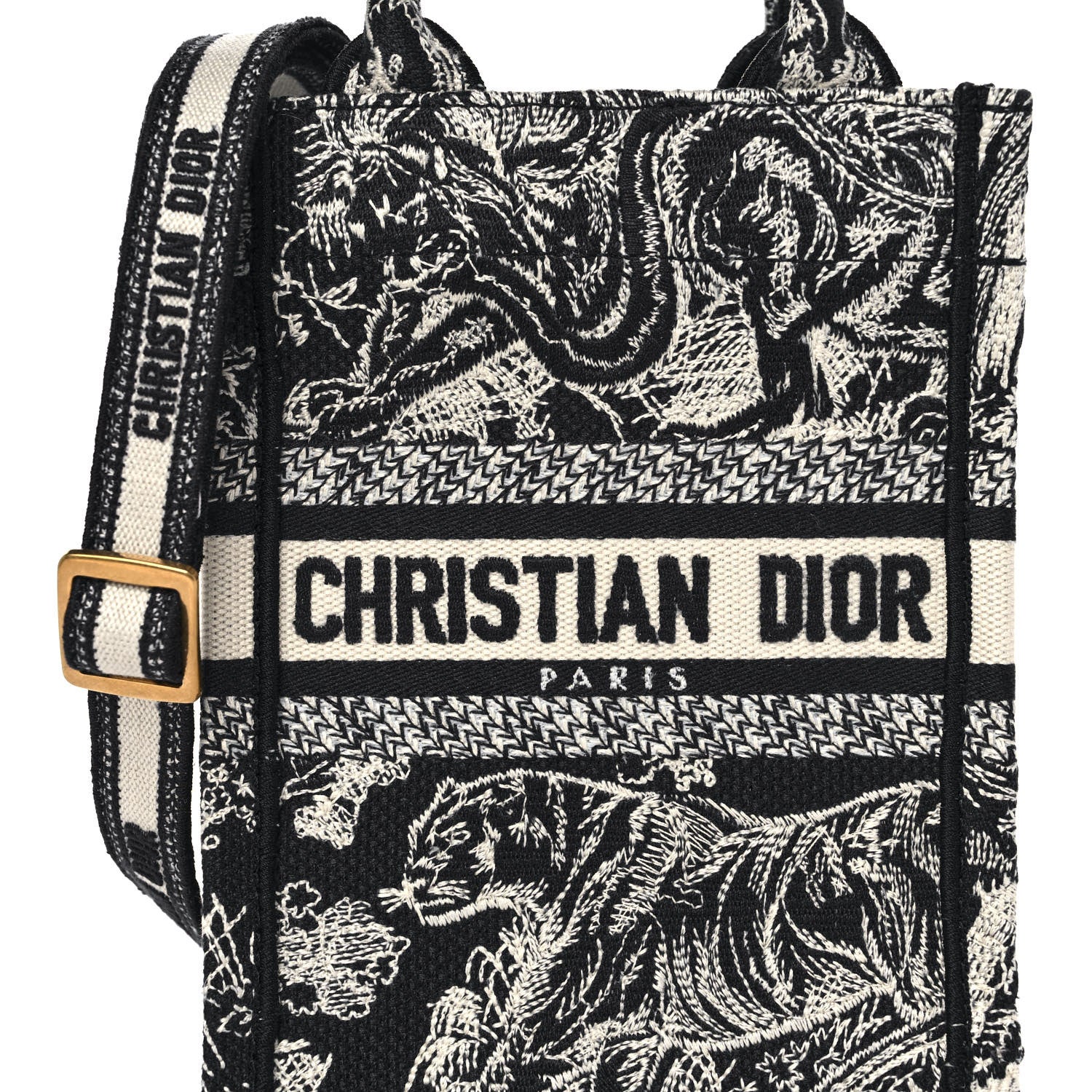 Christian Dior Canvas Toile de Jouy Reverse Embroidered Mini Book Tote Phone Bag Blue 7 of 10