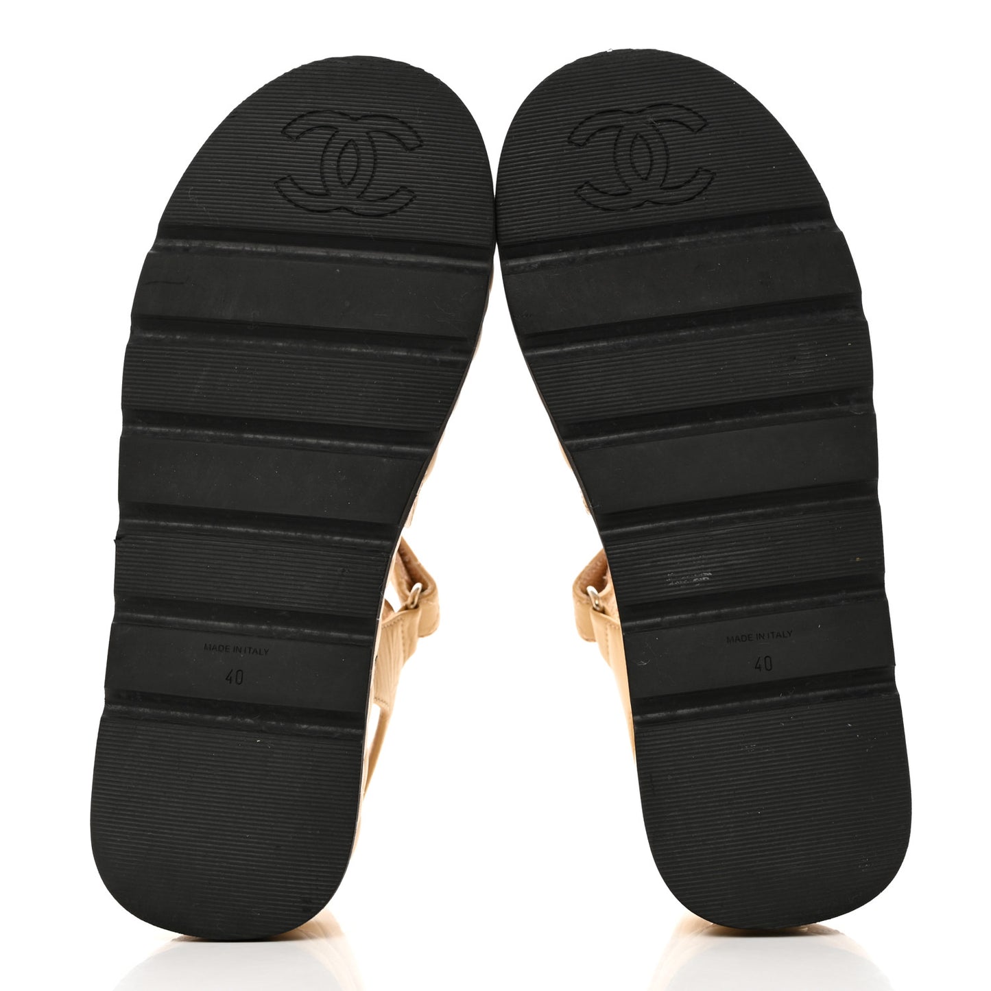 Lambskin Quilted Platform Sandals 40 Beige Black