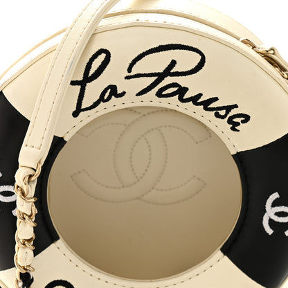 Chanel Lambskin Coco Lifesaver Round Bag Black White 8 of 12