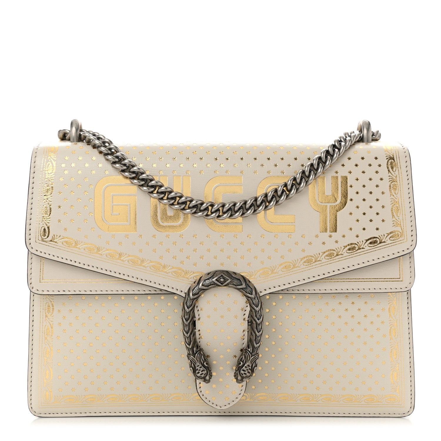 Gucci X SEGA Calfskin GUCCY Stars Medium Dionysus Shoulder Bag Mystic White Gold 1 of 11