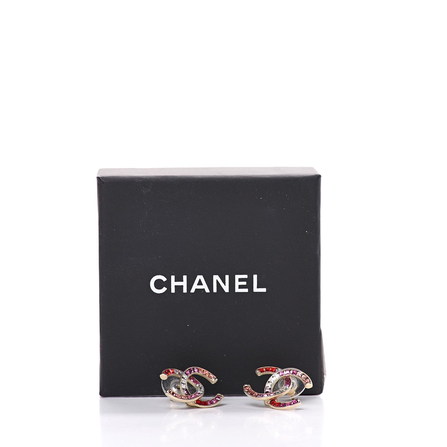 Crystal Baguette CC Earrings Gold Multicolor