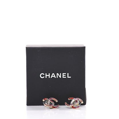 Chanel Crystal Baguette CC Earrings Gold Multicolor 5 of 5