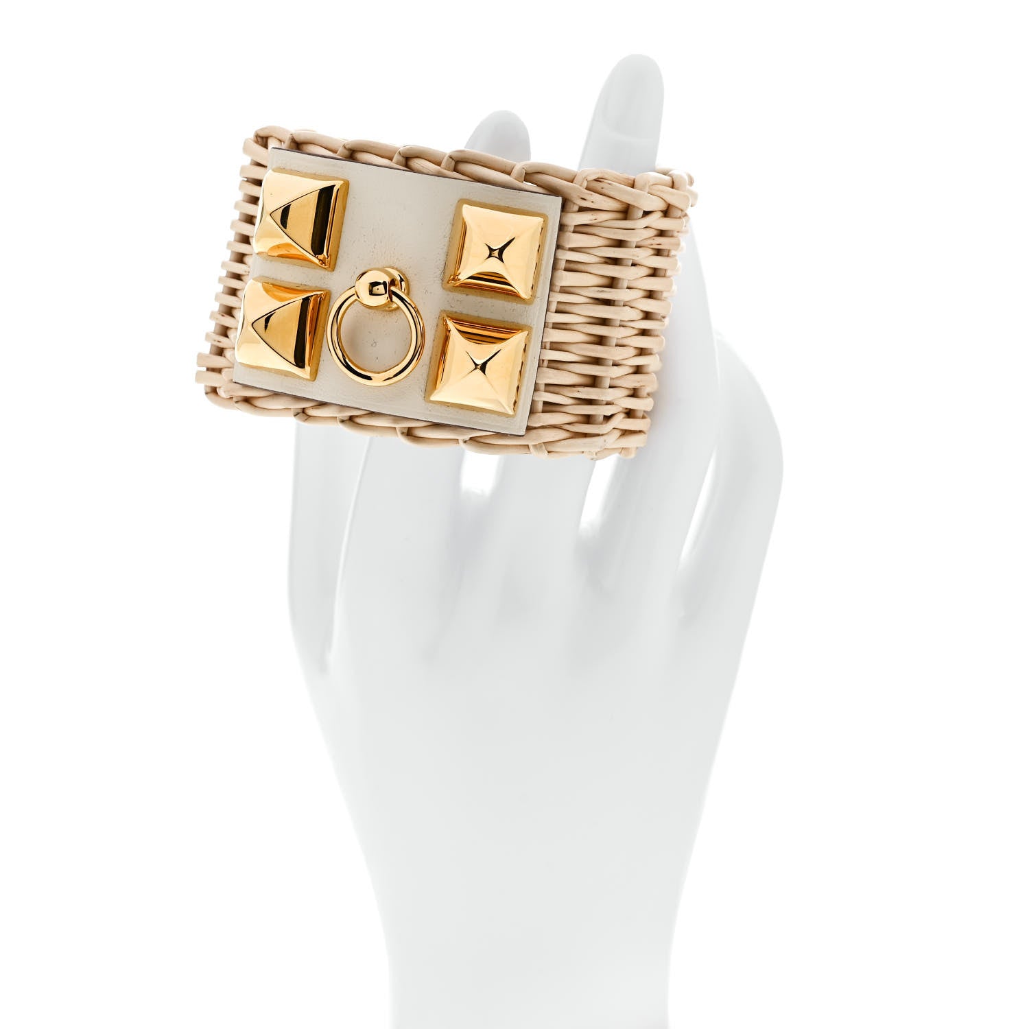 Hermes Wicker Swift Medor Picnic Cuff Bracelet T2 Nata 1669687