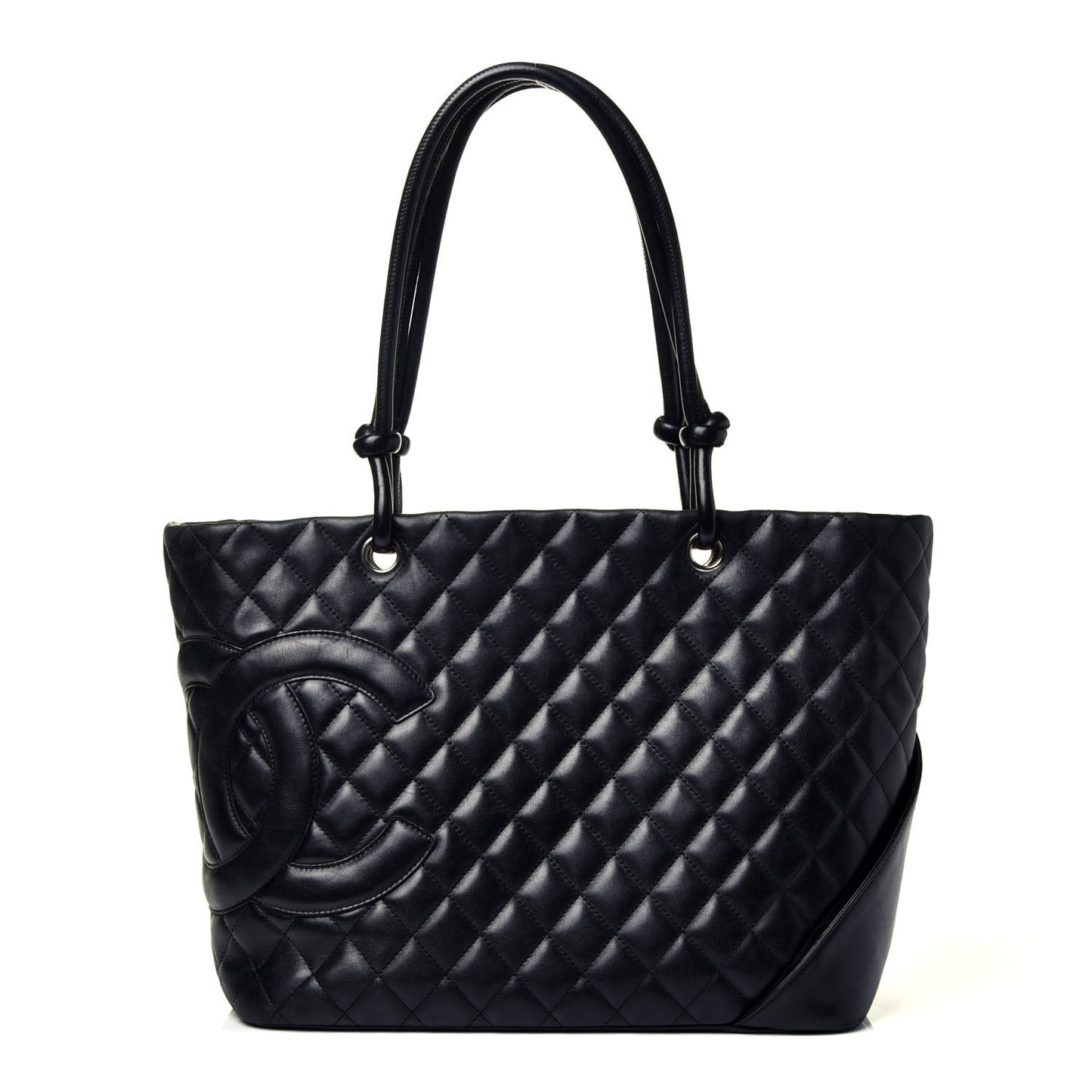 Calfskin Quilted Large Cambon Tote Black