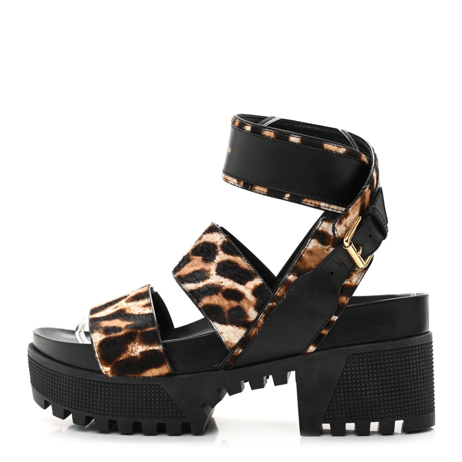Louis Vuitton Calfskin Pony Hair Platform Sandals 37 Black 1 of 8