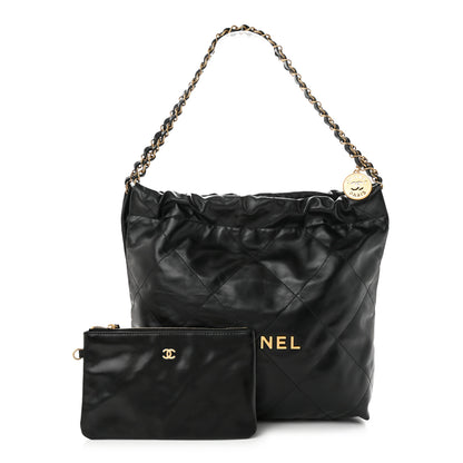 Chanel Shiny Calfskin Quilted Small Chanel 22 Black 1 of 12