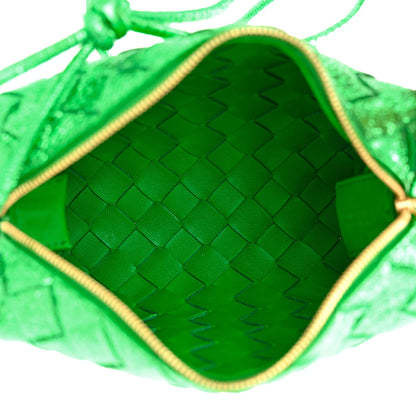 Bottega Veneta Metallic Calfskin Intrecciato Mini Loop Camera Bag Green 5 of 9