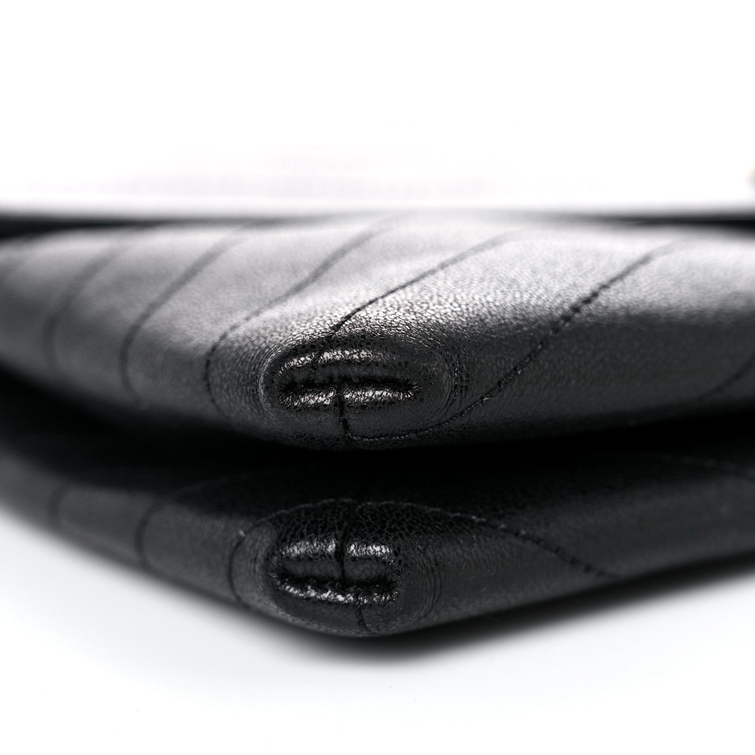 Chanel Lambskin Chevron Quilted Envelope Clutch Black 8 of 16