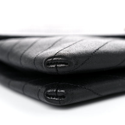 Chanel Lambskin Chevron Quilted Envelope Clutch Black 8 of 16