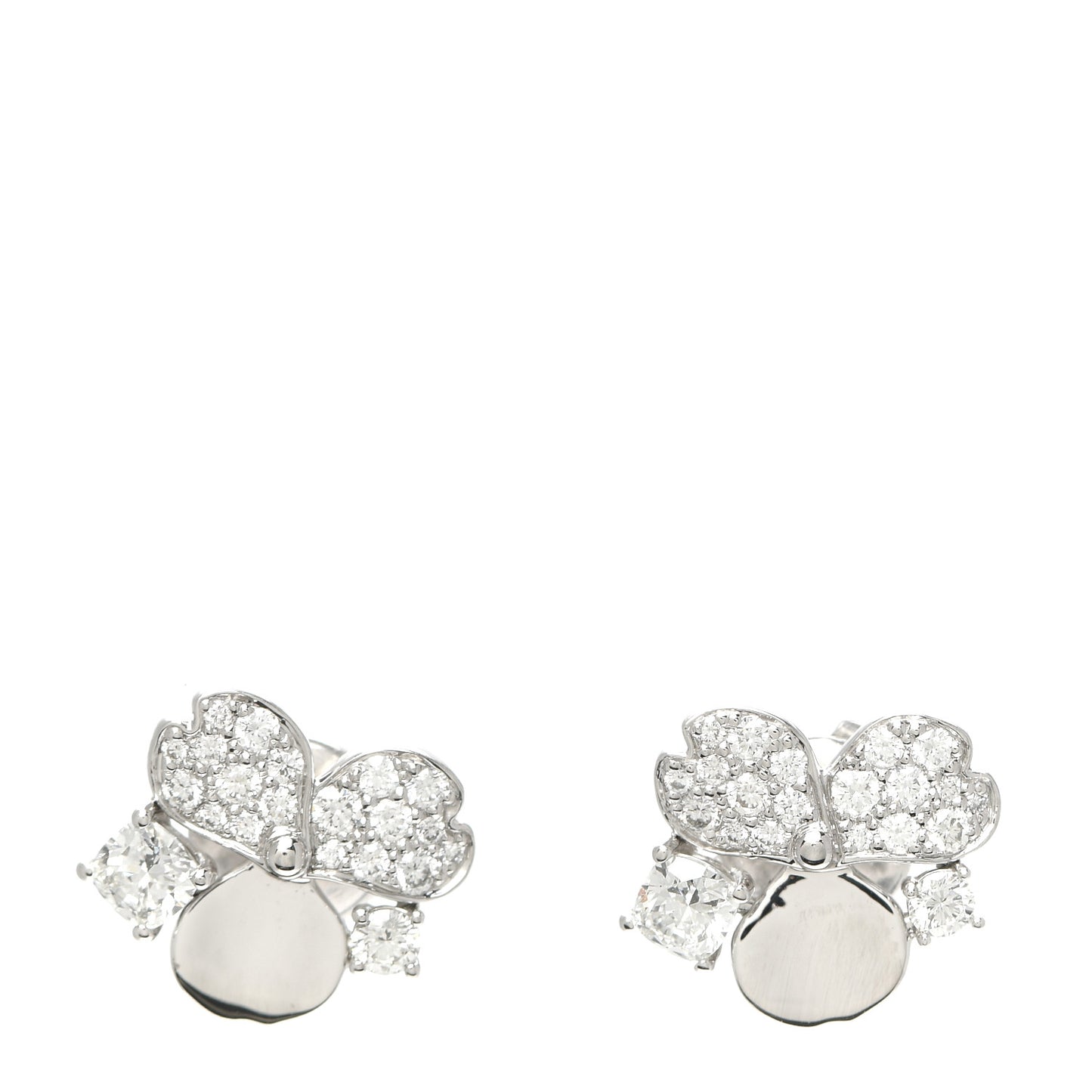 Platinum Diamond Paper Flowers Cluster Earrings