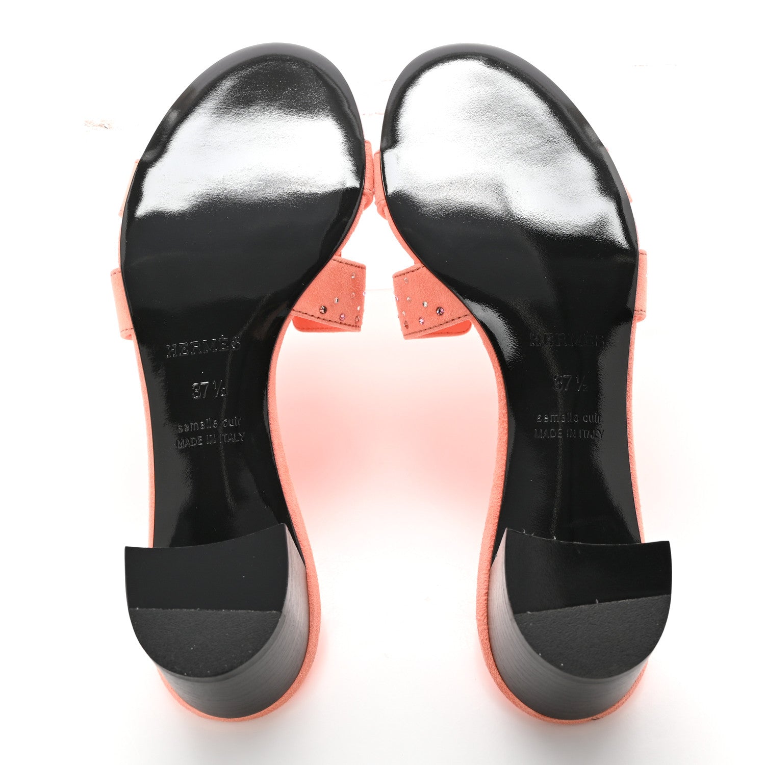 Hermes Suede Goatskin Crystal Oasis Sandals 37.5 Orange Joey 5 of 14