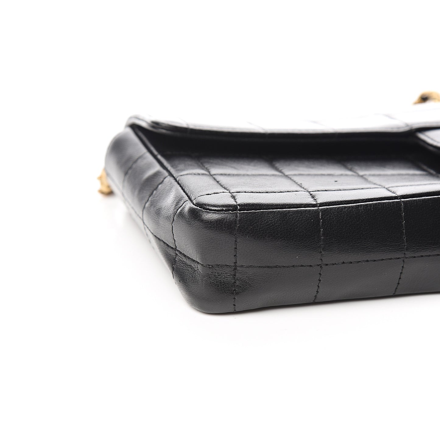 Lambskin East West Chocolate Bar Flap Black