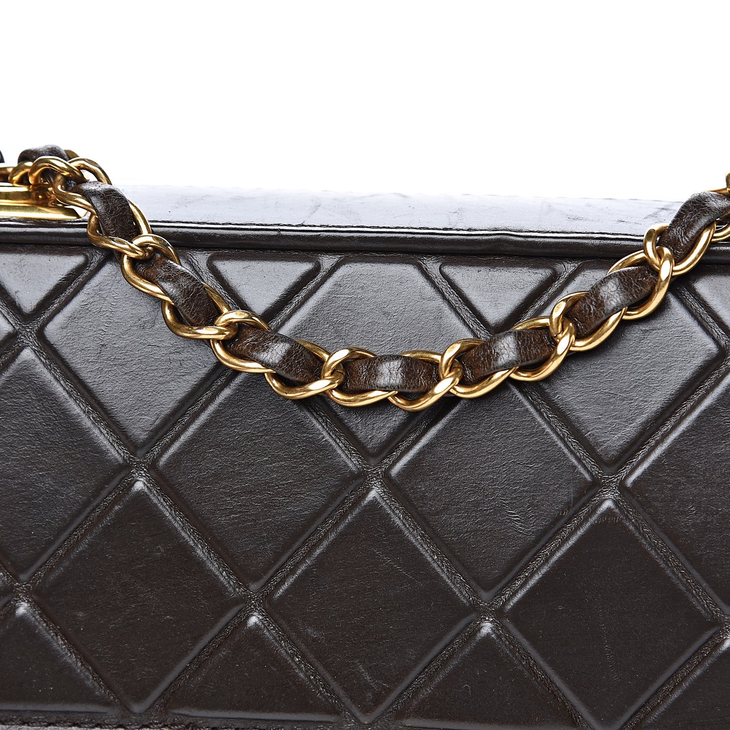 Calfskin Embossed Medium Flap Brown