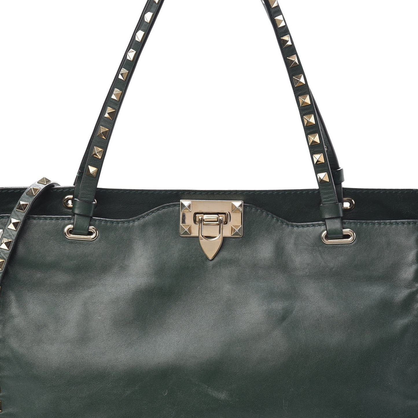 Vitello Medium Rockstud Tote Green
