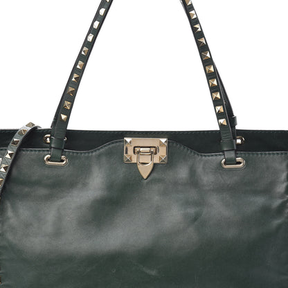 Valentino Garavani Vitello Medium Rockstud Tote Green 7 of 9