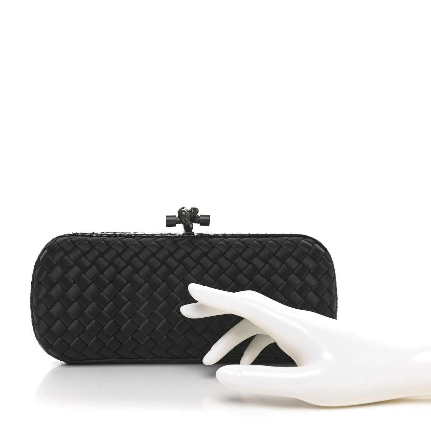 Satin Ayers Intreccio Impero Stretch Knot Clutch Black