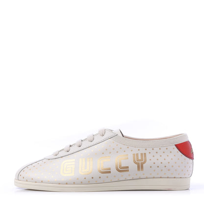 Gucci X SEGA Calfskin GUCCY Stars Womens Falacer Sneakers 37.5 White 1 of 11