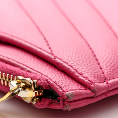 Saint Laurent Grain De Poudre Chevron Monogram Bill Pouch Fresh Fuxia 10 of 13