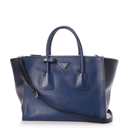 Prada City Calf Bi-Color Twin Pocket Tote Bleuette Baltico 1 of 8