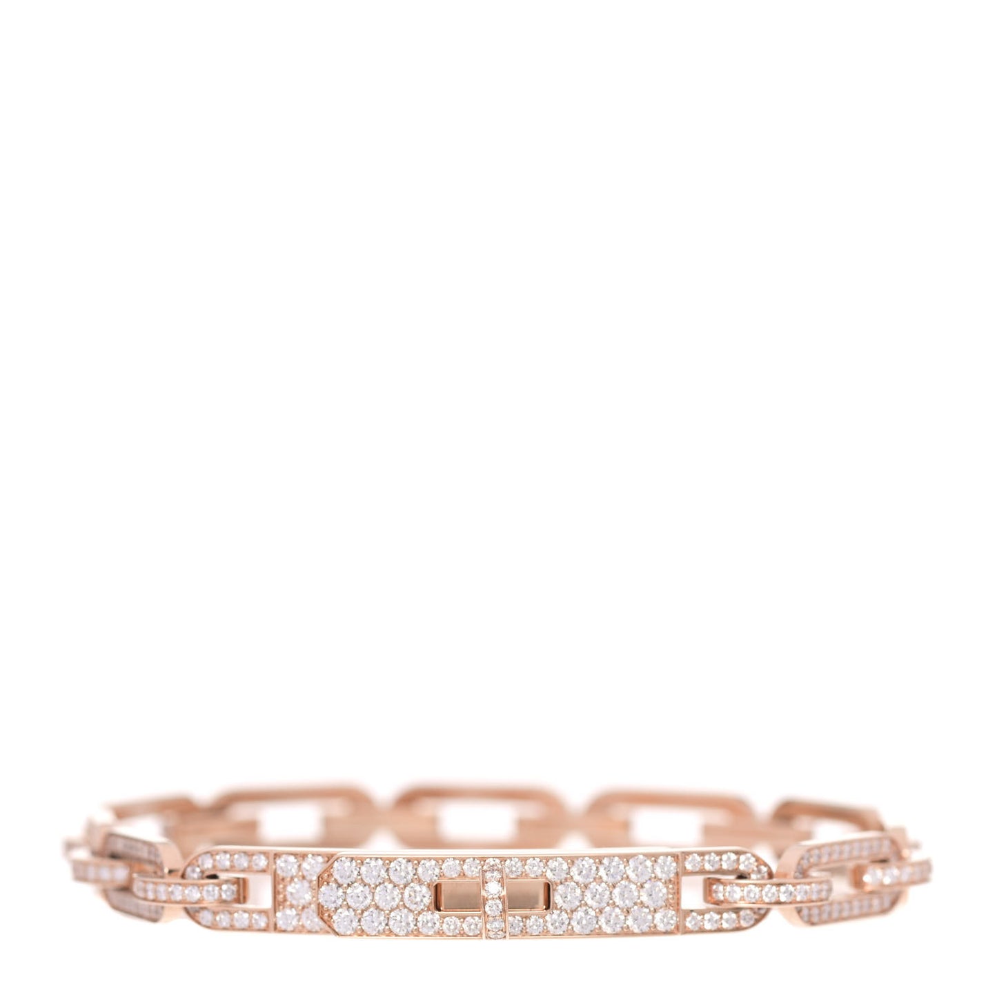 18K Rose Gold Diamond Full Pave PM Kelly Chaine Bracelet ST
