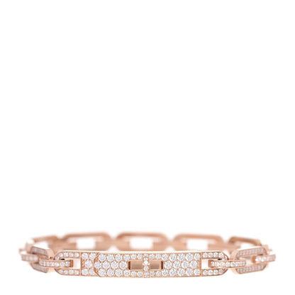 Hermes 18K Rose Gold Diamond Full Pave PM Kelly Chaine Bracelet ST 1 of 4