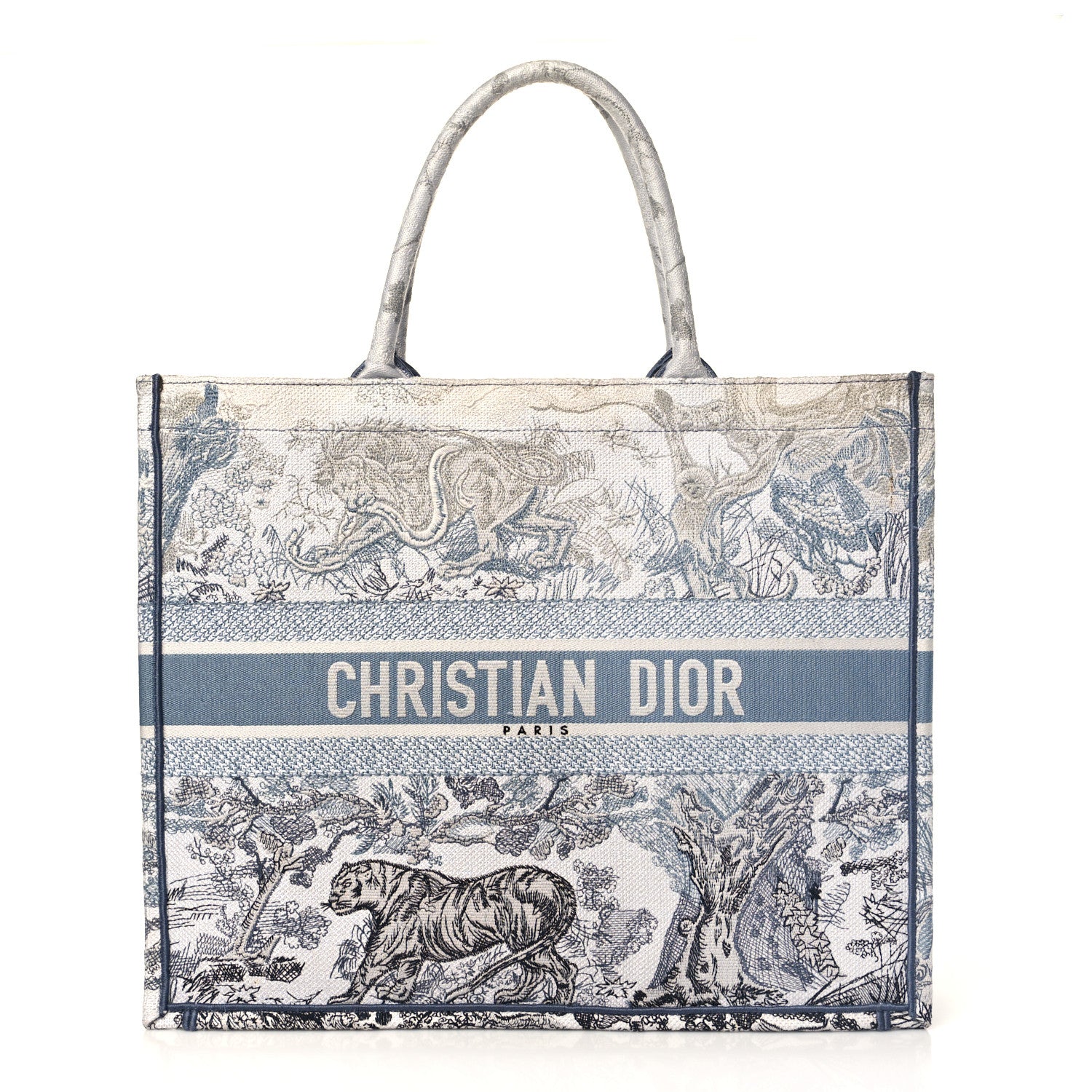Christian Dior Gradient Canvas Embroidered Large Dioriviera Toile De Jouy Book Tote Blue 1 of 10
