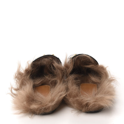 Gucci Patent Fur Womens Princetown Slippers 37 Black Natural 5 of 10