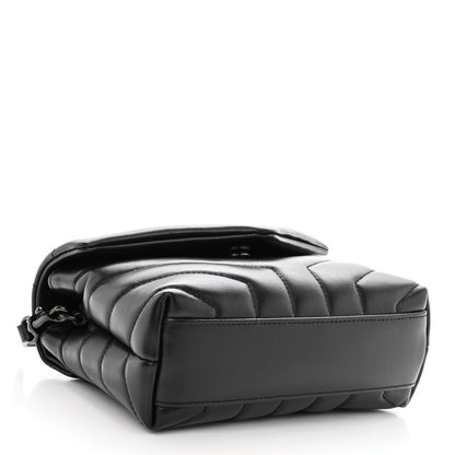 Saint Laurent Calfskin Y Quilted Monogram Monochrome Toy Loulou Crossbody Bag Black 4 of 10
