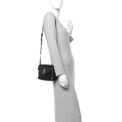 Saint Laurent Calfskin Y Quilted Monogram Toy Loulou Crossbody Bag Black 2 of 13