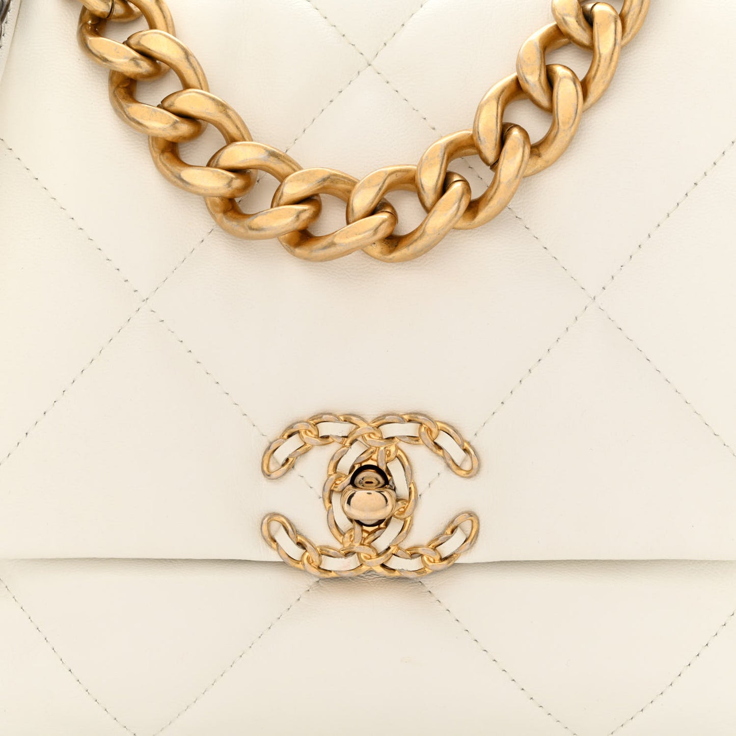 Goatskin Quilted Large Chanel 19 Flap White